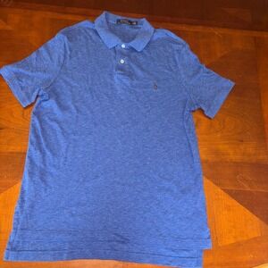 Polo Ralph Lauren | Men's Large | Heathered Blue Polo Shirt | Brown‎ Horse
